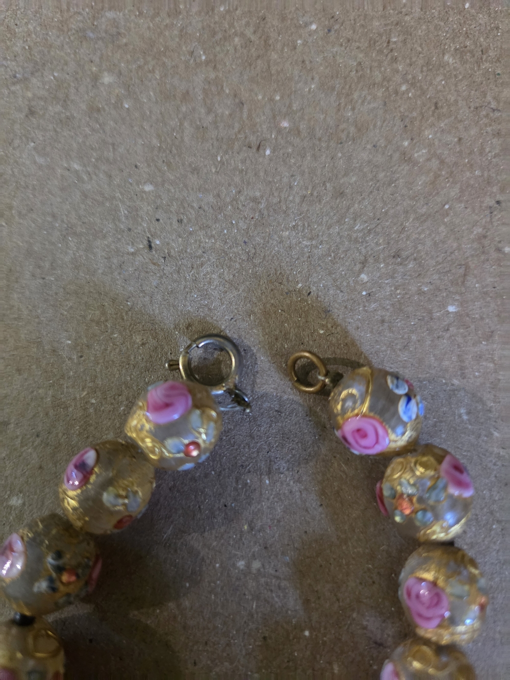 Vintage Murano Brushed Gold Wedding Cake Bead Choker - Picture 2 of 5